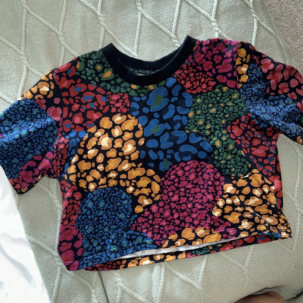 FARM Rio Multicolor Abstract Spot Crop Top - Black Base - Picture 5 of 7